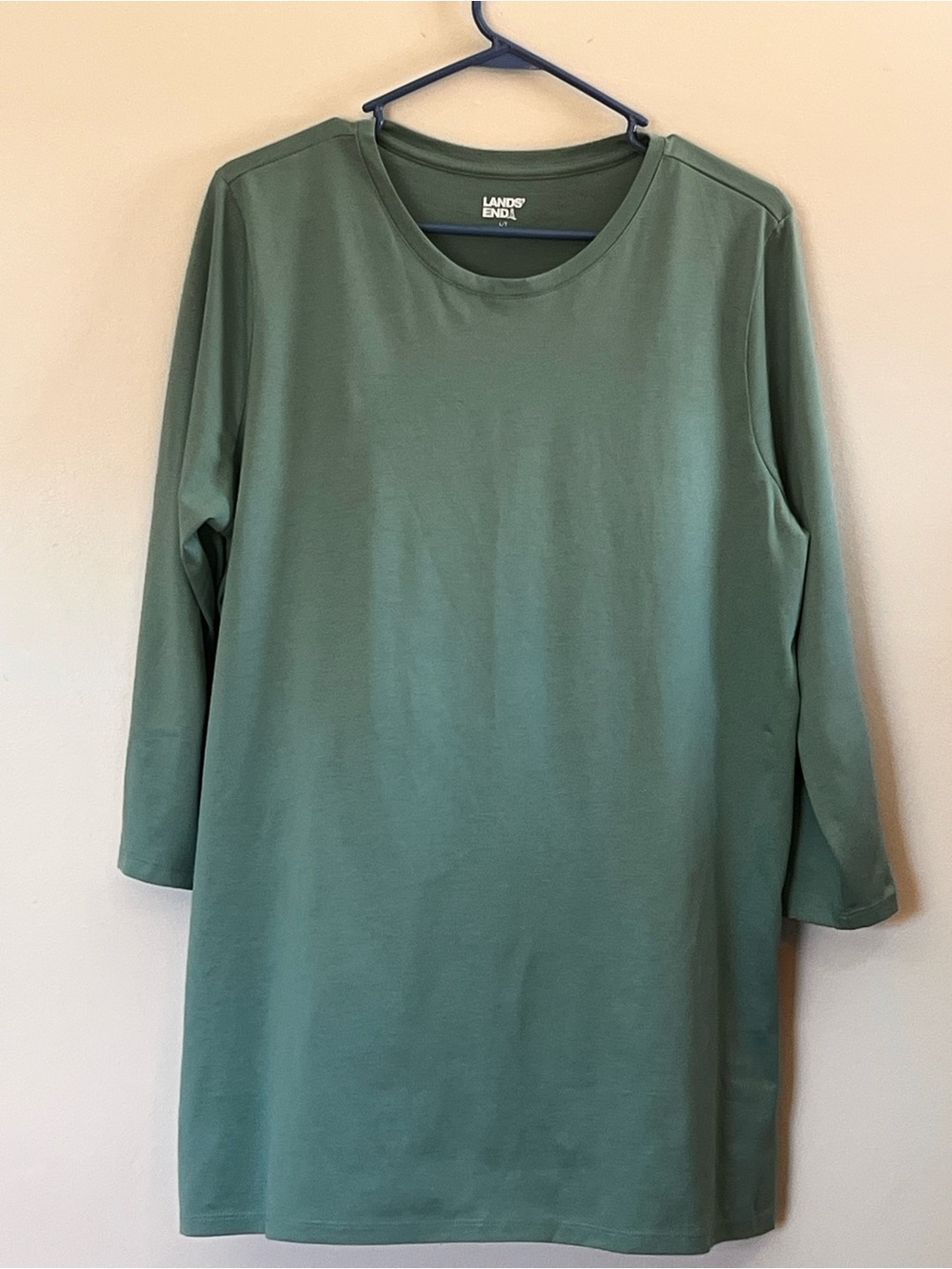 Lands' End Sea Green 3/4 Sleeve Tunic